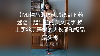 【MJ精品】猥琐眼镜哥下药迷翻一起出差的美女同事 换上黑丝玩弄她的大长腿和极品馒头鲍